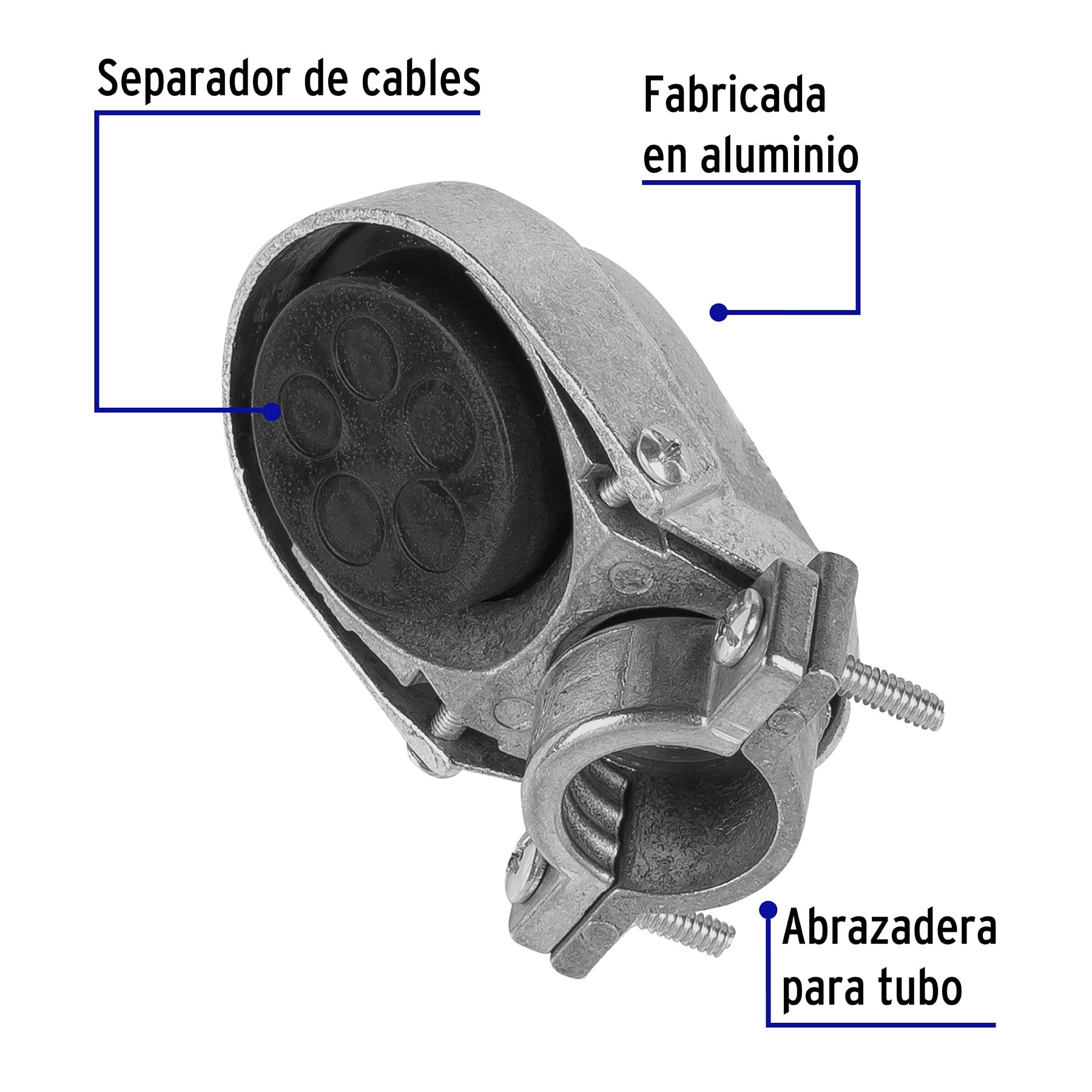  Mufa con abrazadera para tubo 3/4", Volteck
