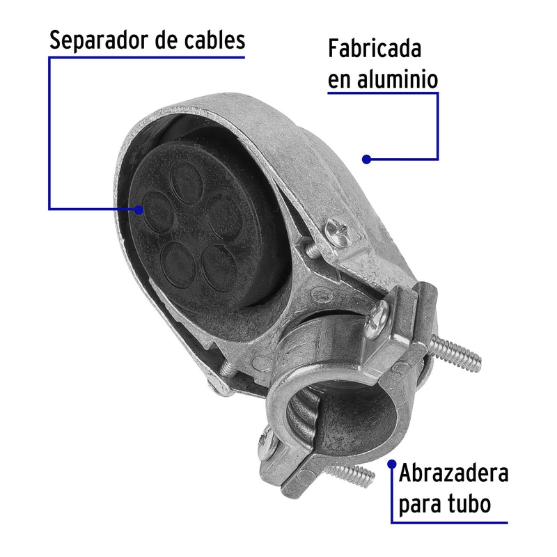  Mufa con abrazadera para tubo 3/4", Volteck