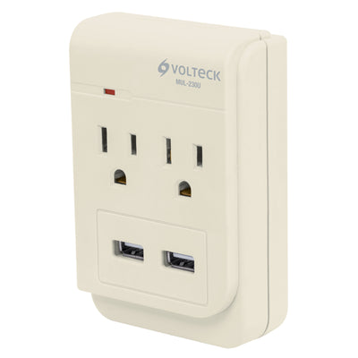 Multicontacto, 2 entradas,con 2 entradas USB, aterrizado