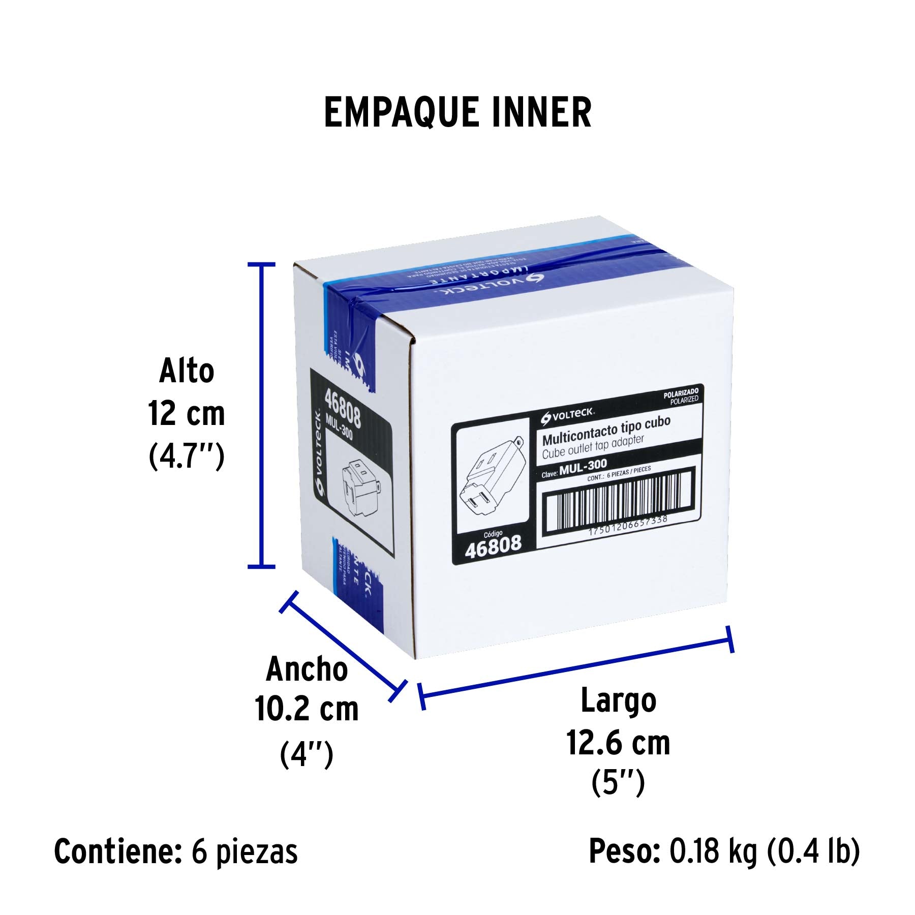 Multicontacto triple, tipo cubo, Volteck