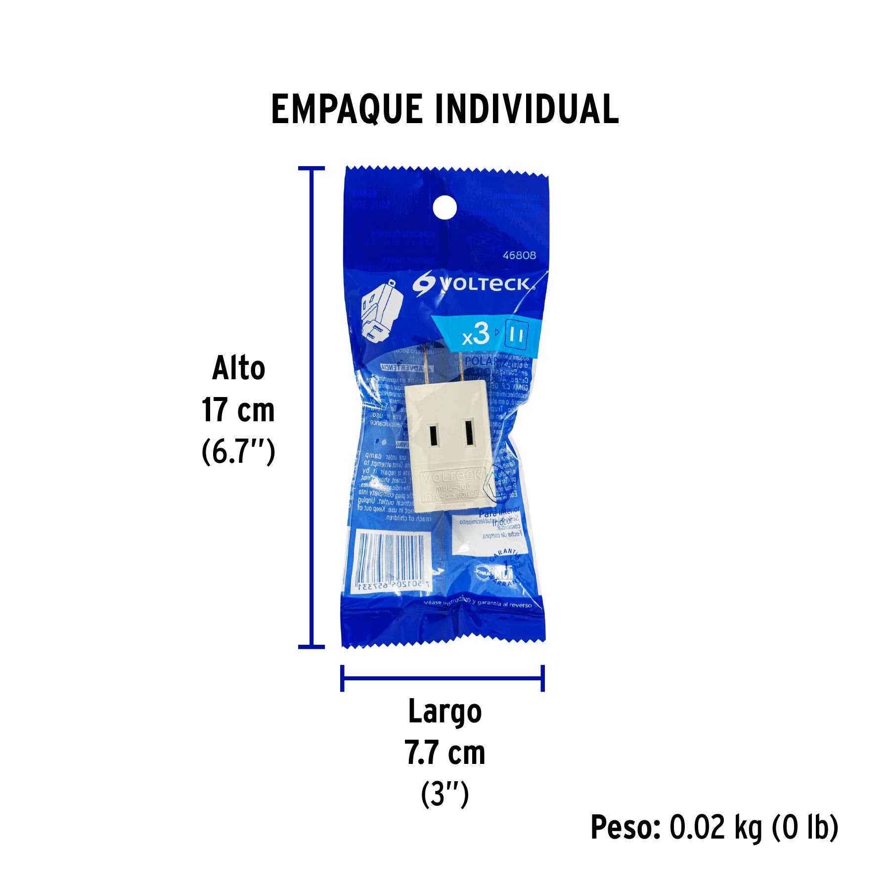 Multicontacto triple, tipo cubo, Volteck