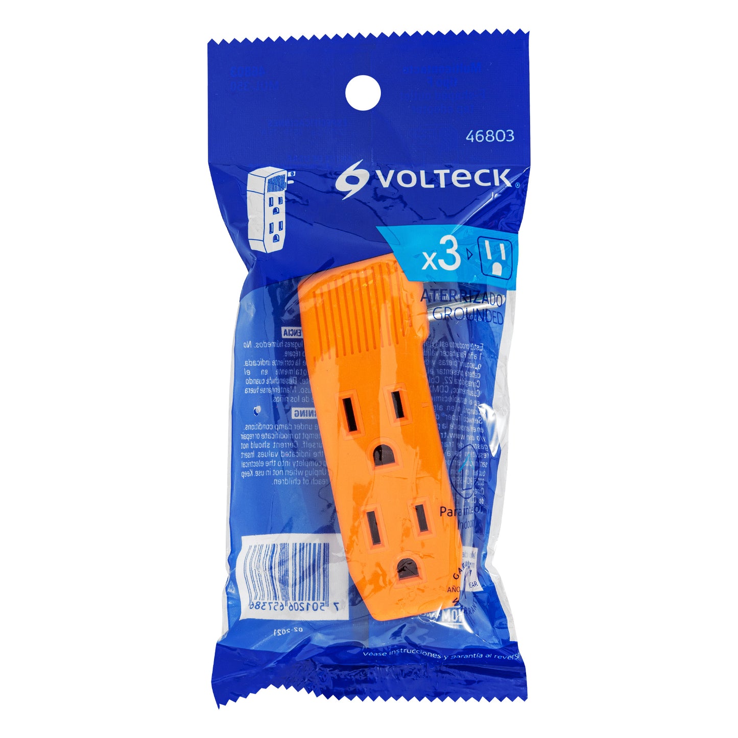 Multicontacto triple aterrizado, tipo "F" reforzado, Volteck
