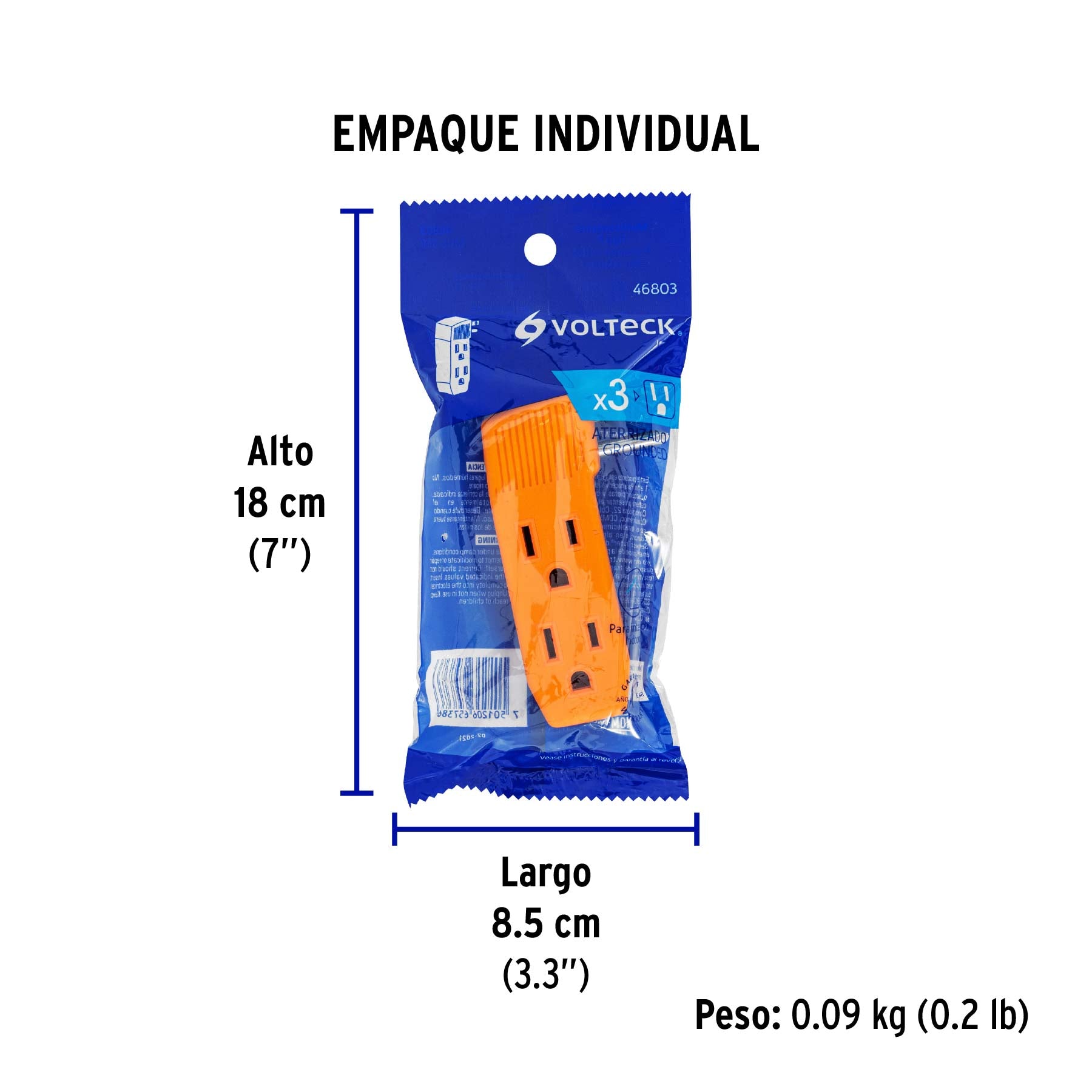 Multicontacto triple aterrizado, tipo "F" reforzado, Volteck