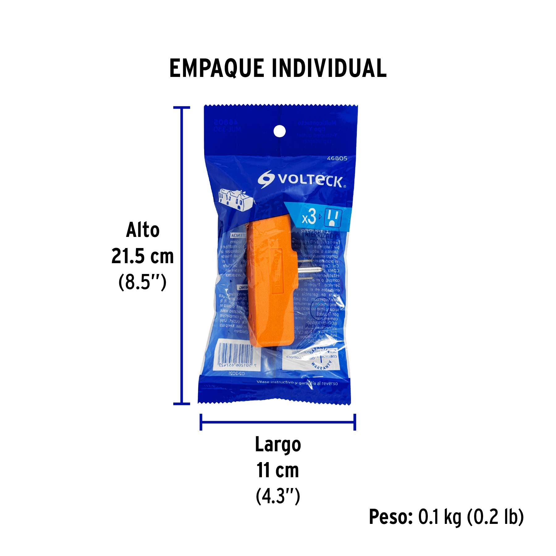 Multicontacto triple aterrizado, tipo "Y",reforzado, Volteck