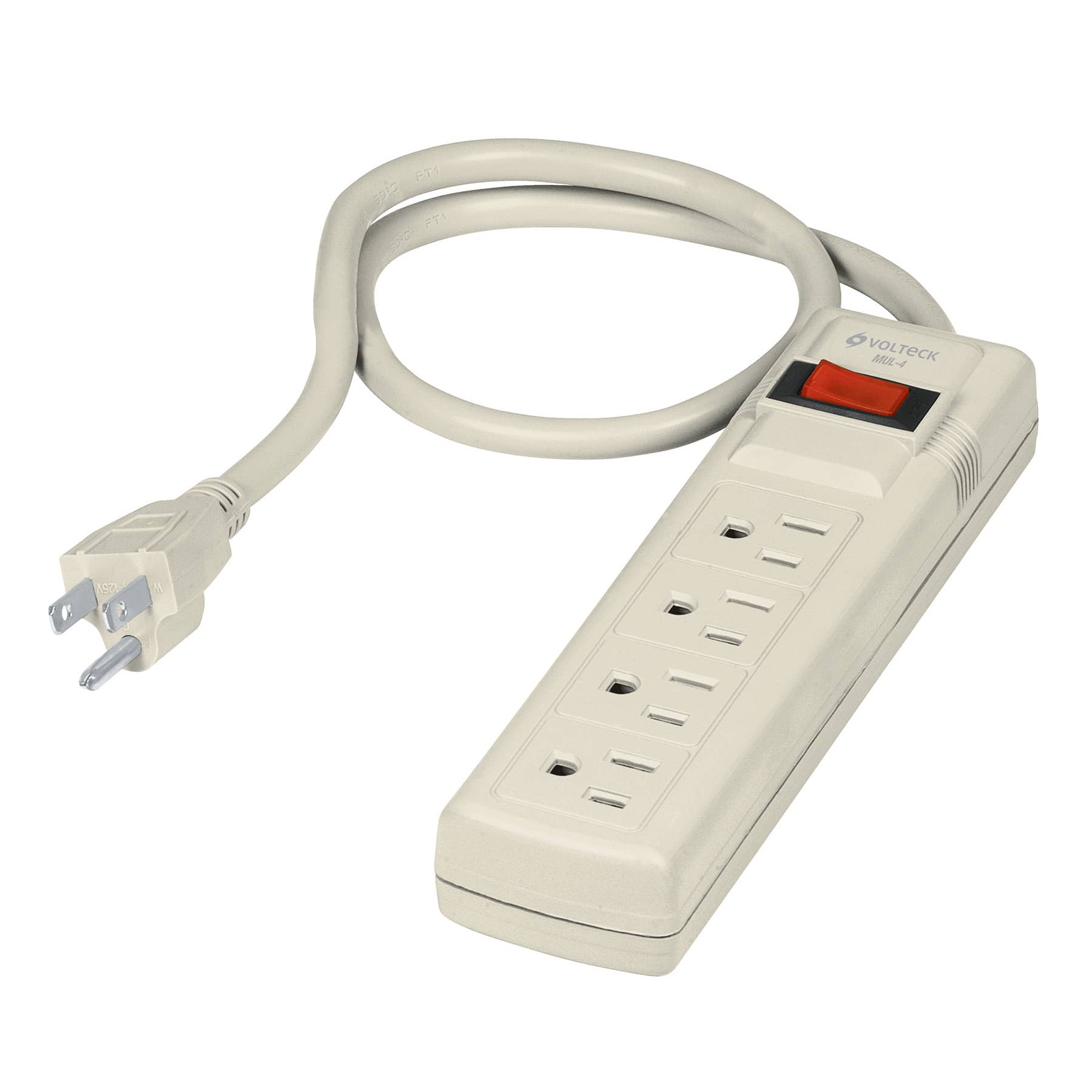 Multicontacto uso doméstico, 4 entradas, 16 AWG