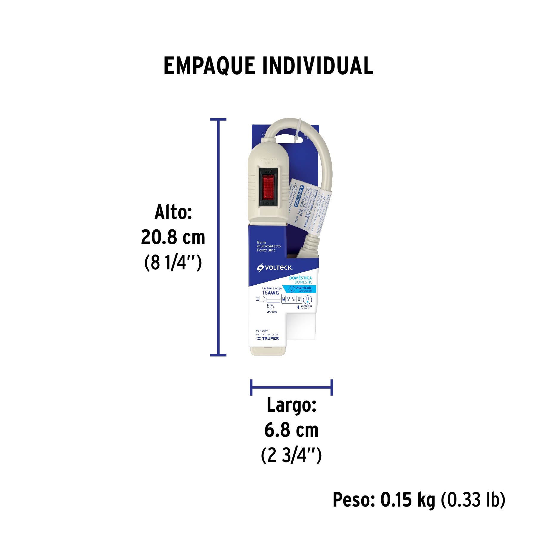 Multicontacto económico, 4 entradas, 16 AWG