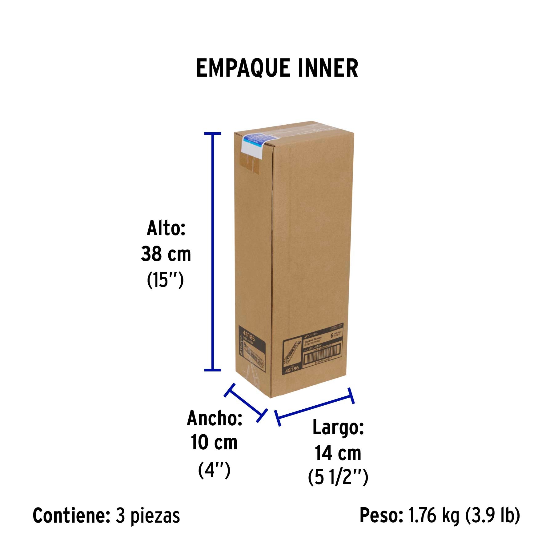 Multicontacto uso industrial, 6 entradas,supresor,1200joules