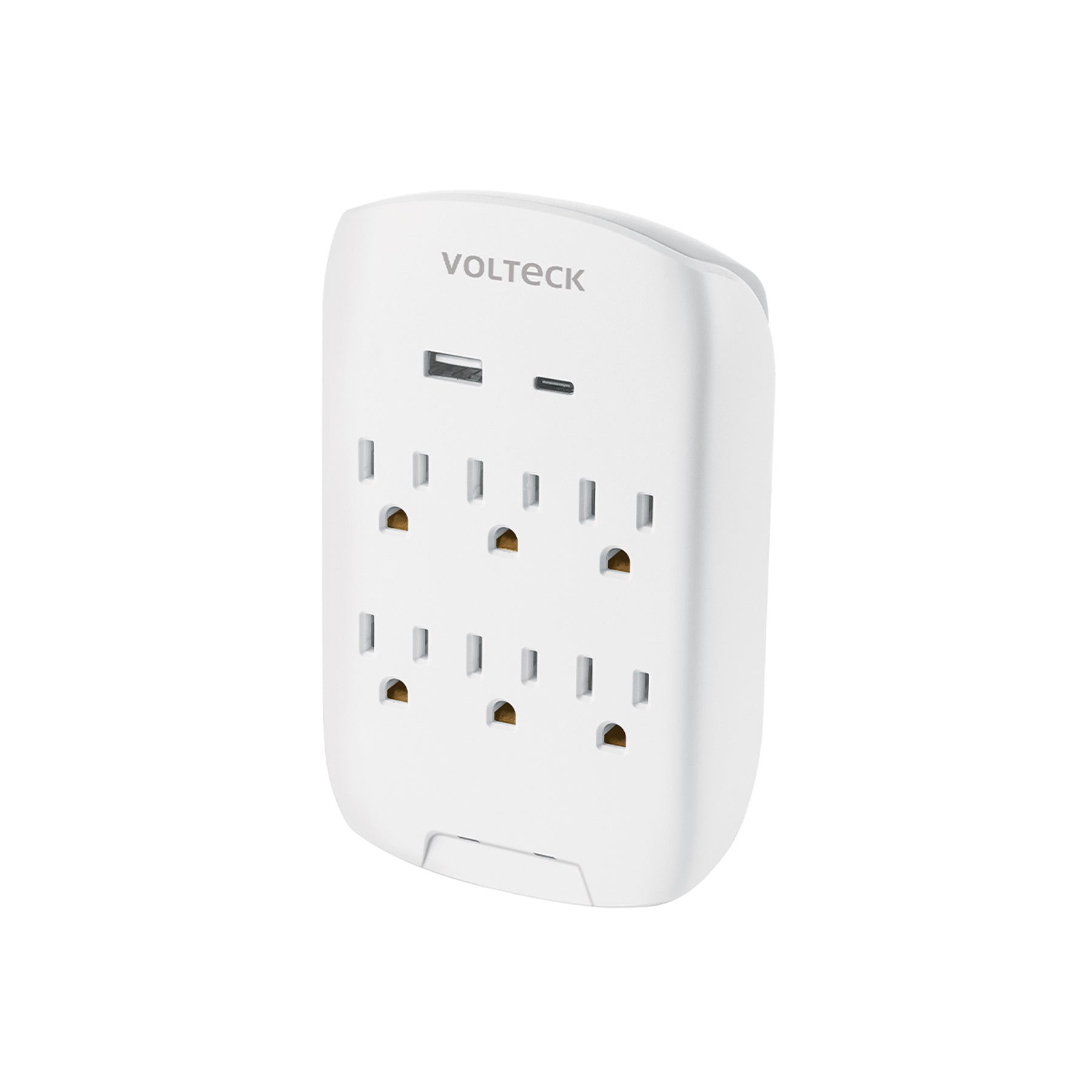 Multicontacto de pared, 800 Joules, 6 contactos y 2 USB A+C