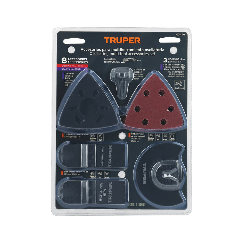Kit con 8 accesorios para multiherramienta, TRUPER PRO