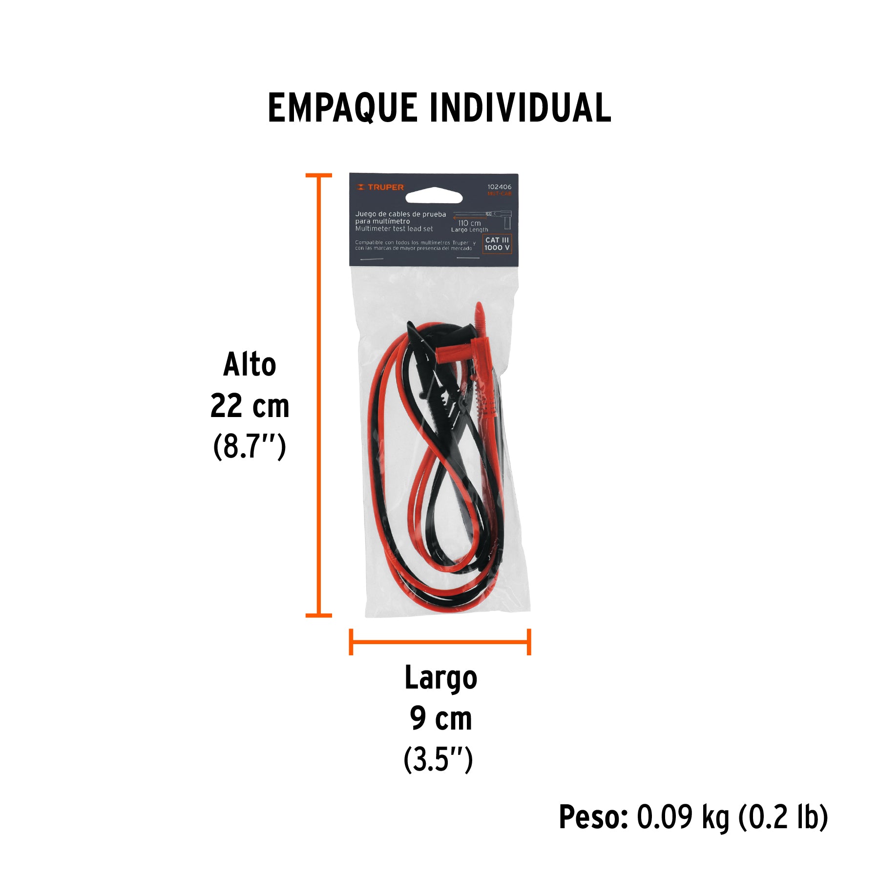 Juego de cables de prueba para multímetro, Truper
