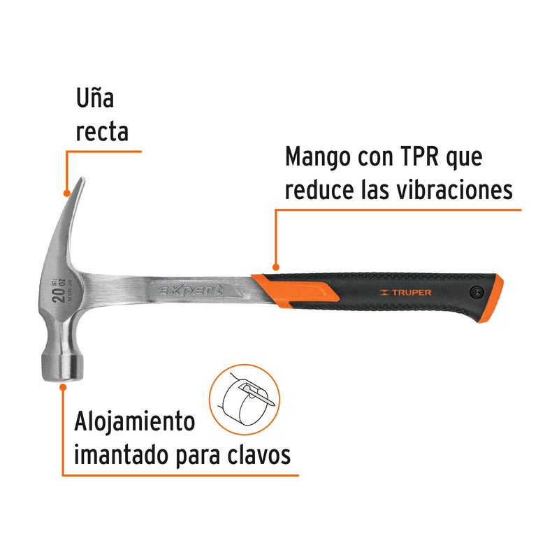 Martillo uña recta 20 oz, forjado de una sola pieza
