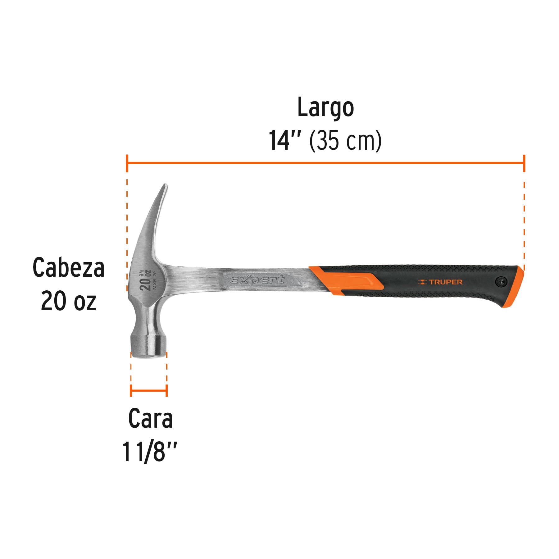 Martillo uña recta 20 oz, forjado de una sola pieza
