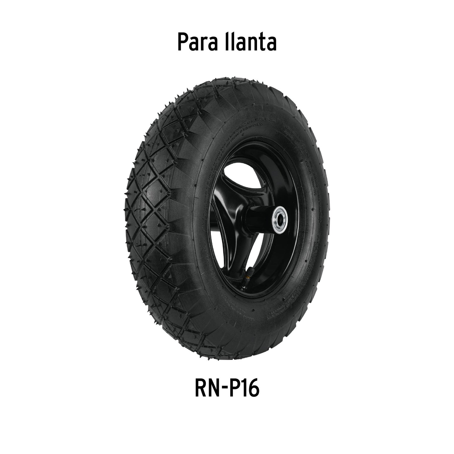 Llanta reforzada, 16" para carretilla, Pretul
