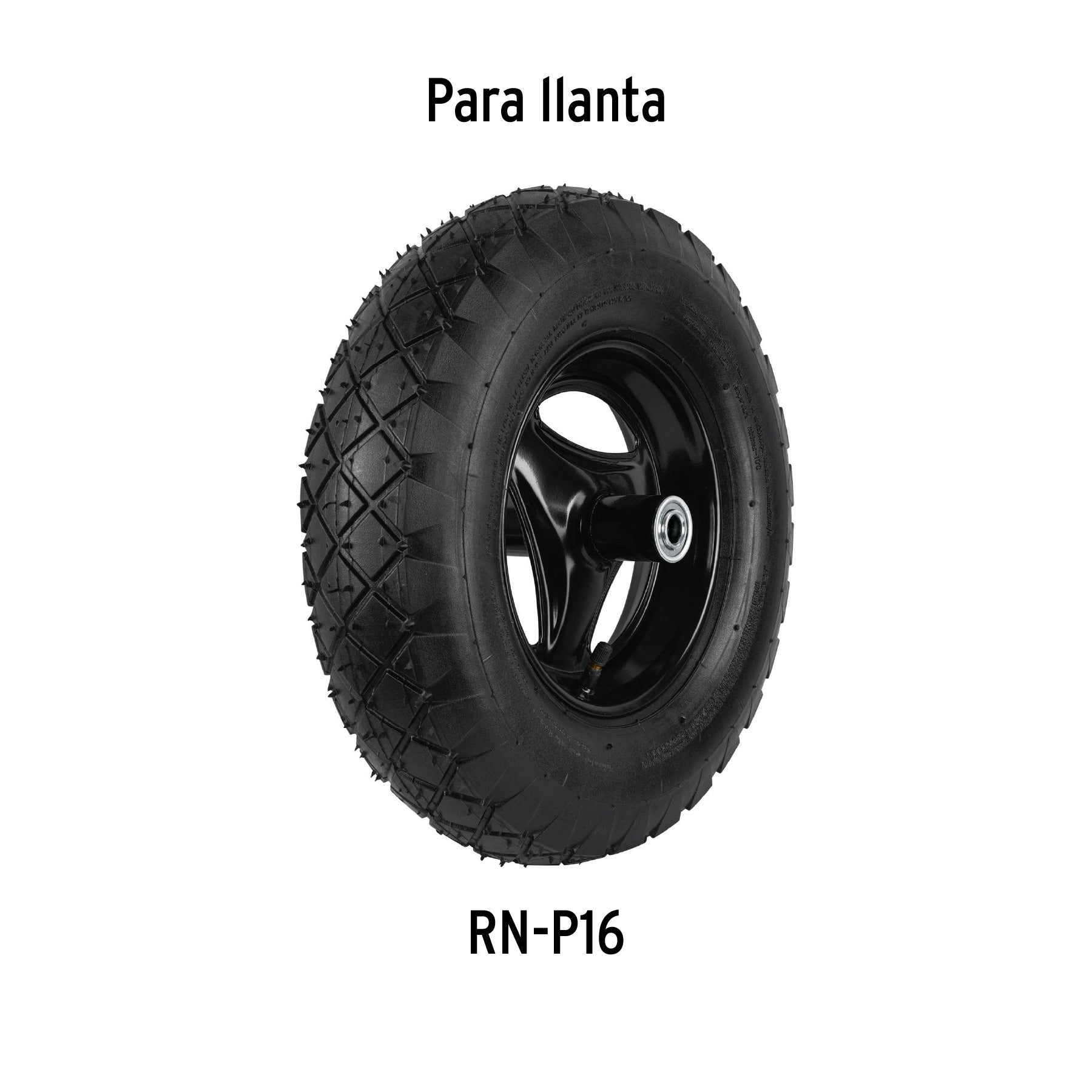 Llanta reforzada, 16" para carretilla, Pretul