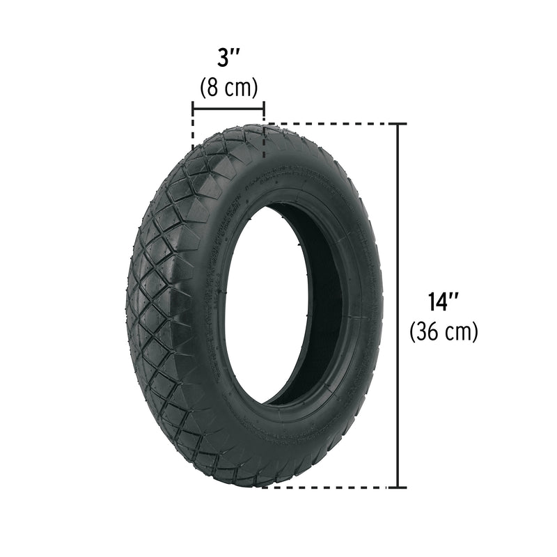 Llanta reforzada, 14" para carretilla, pretul