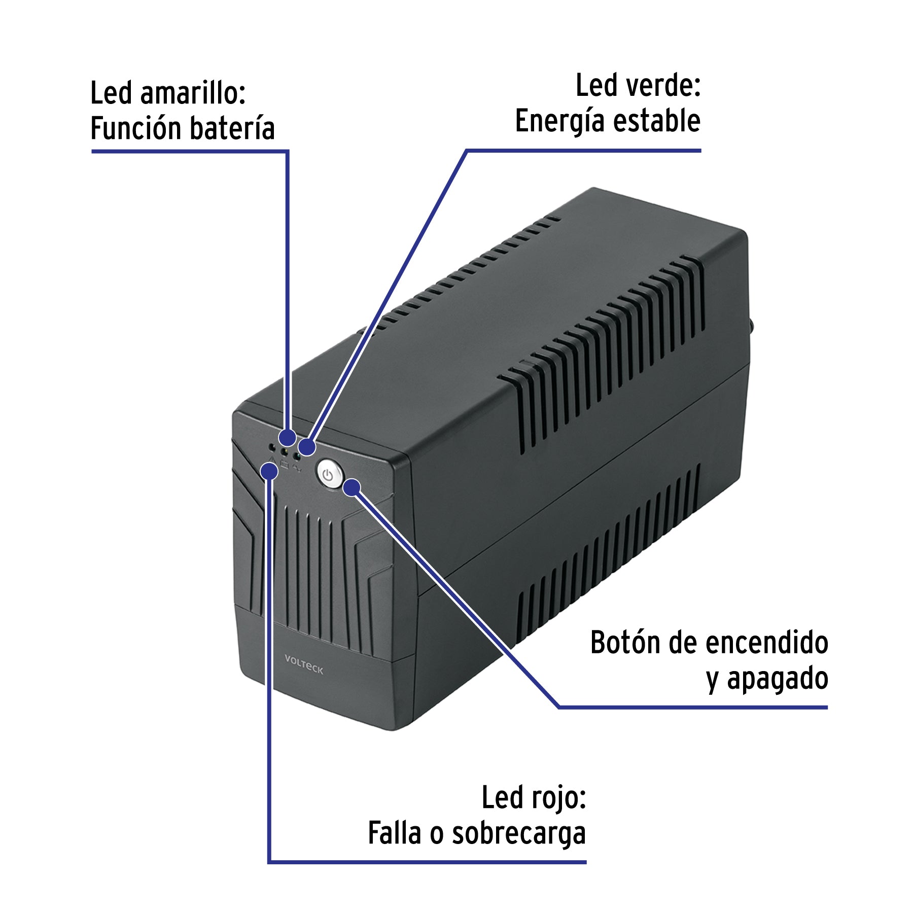 No Break 700 VA / 360 W con 6 contactos, Volteck