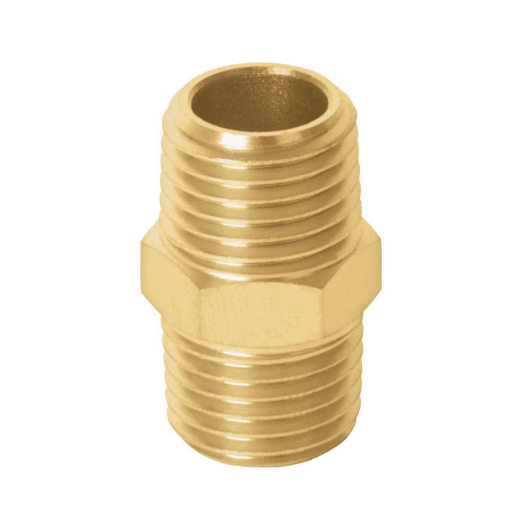 Niple de latón, tipo MM, cuerda 1/4 NPT
