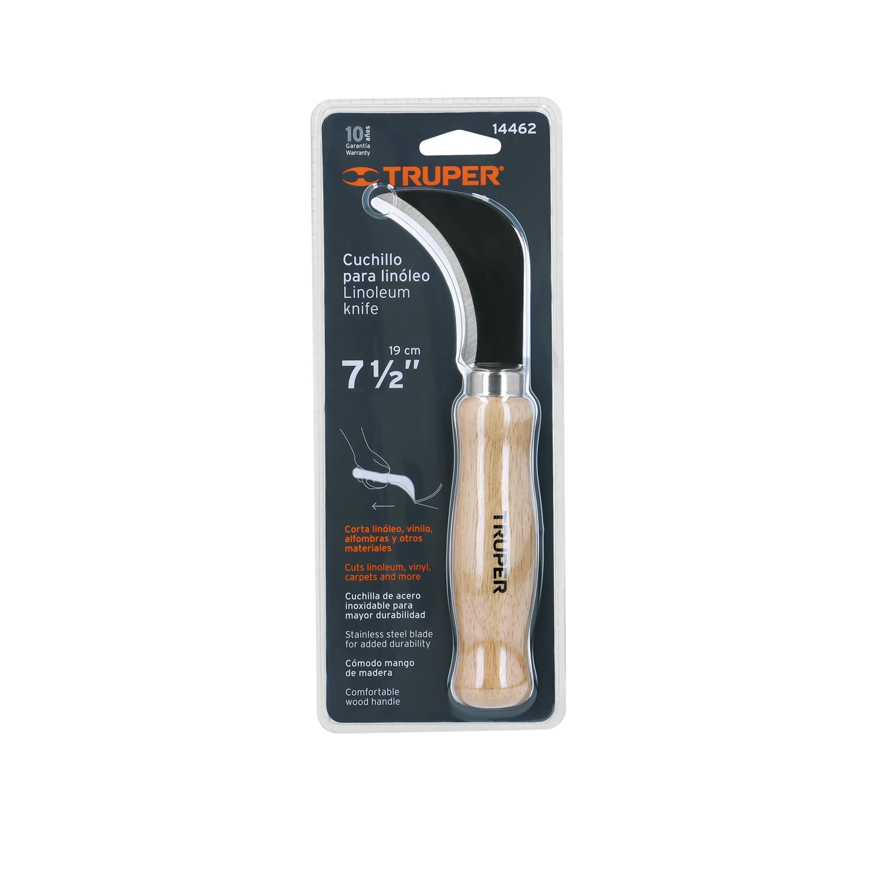 Cuchillo curvo para linóleo, 8"