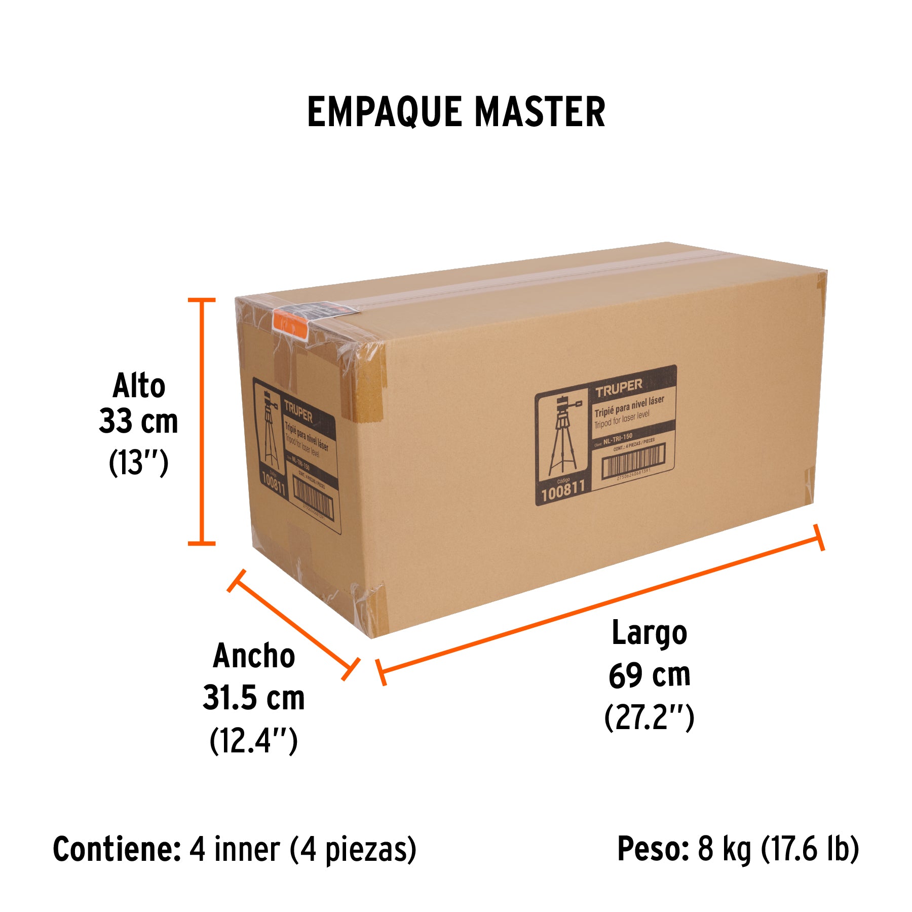 Tripié extensible de aluminio para nivel láser, 50-150 cm