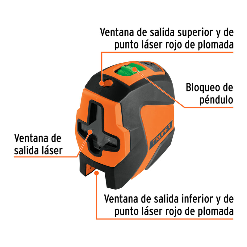 Nivel láser verde 30 m, con 2 puntos de plomada