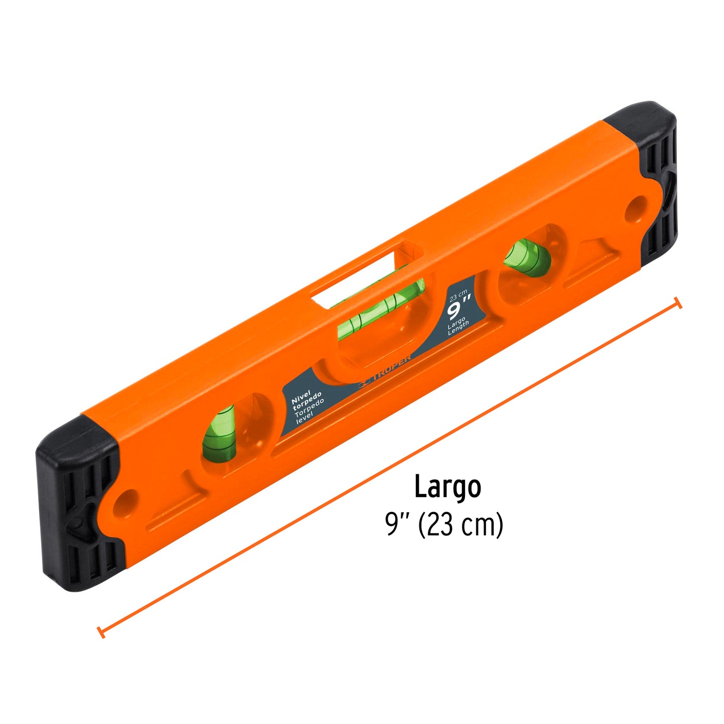 Nivel torpedo magnético 9" cuerpo plástico ABS