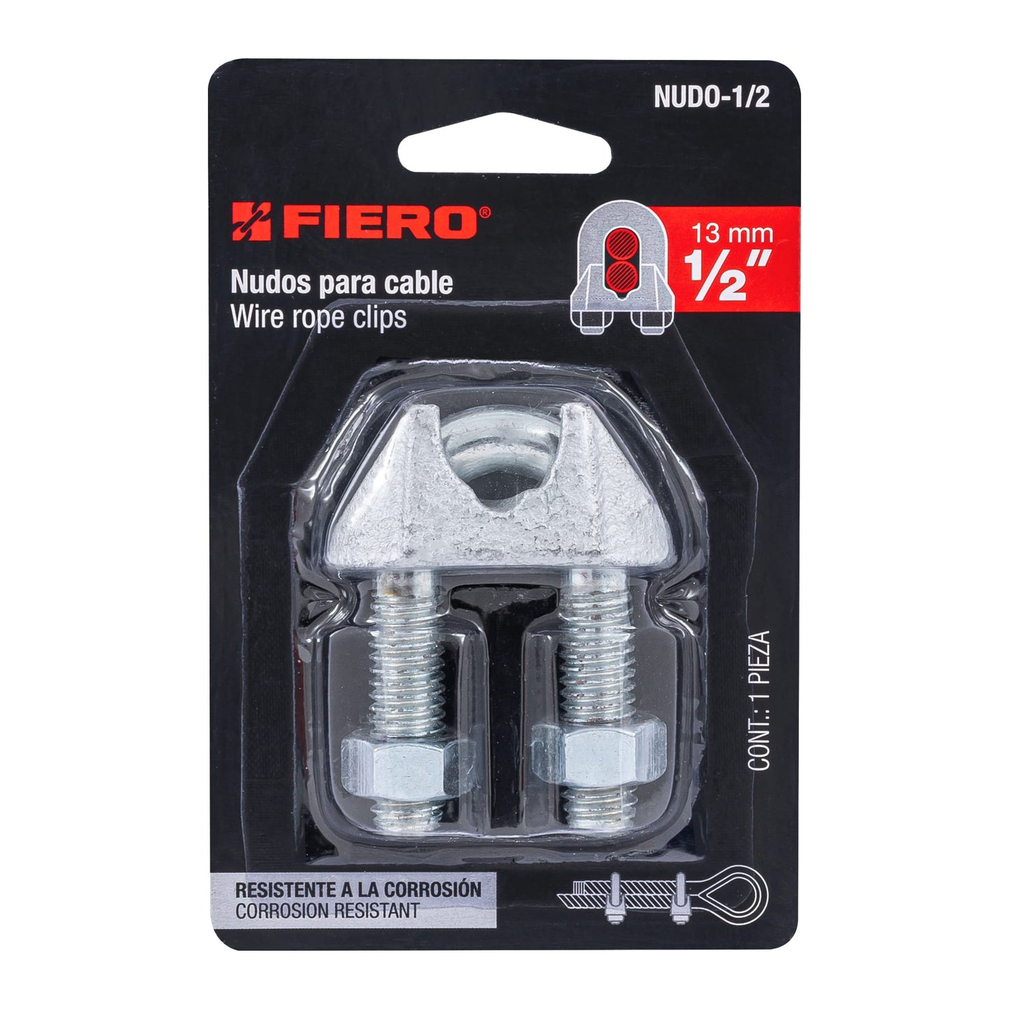 Nudo para cable de 1/2" tarjeta con 1 pza