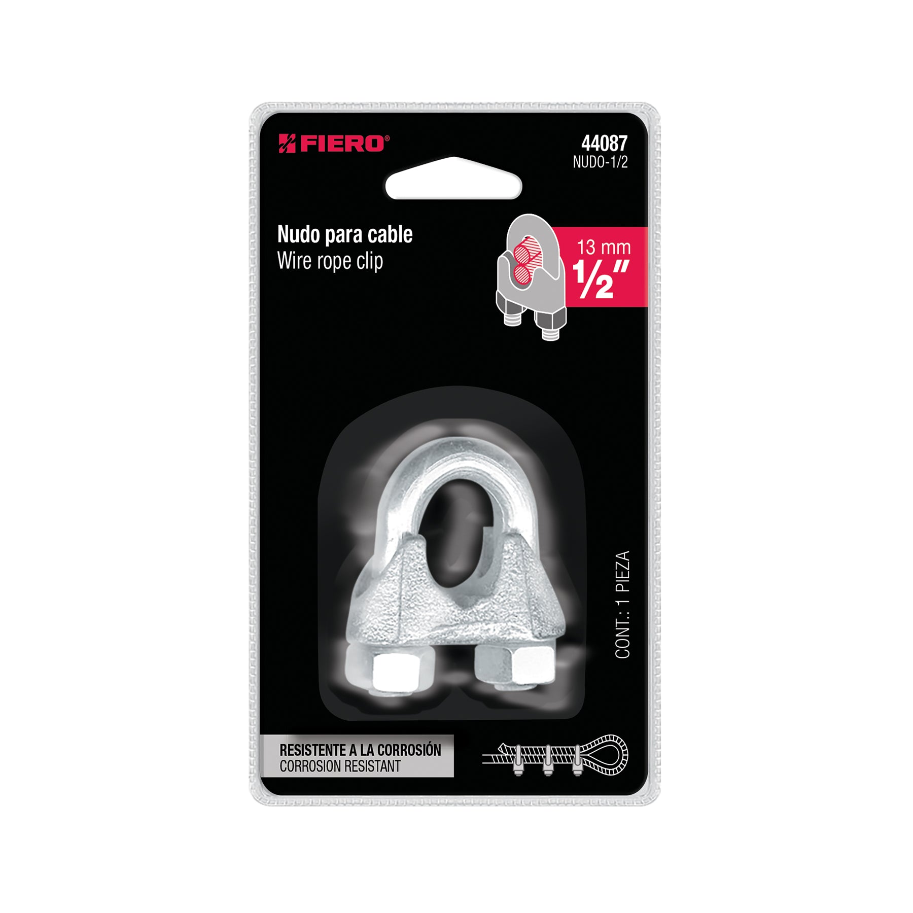 Nudo para cable de 1/2" tarjeta con 1 pza