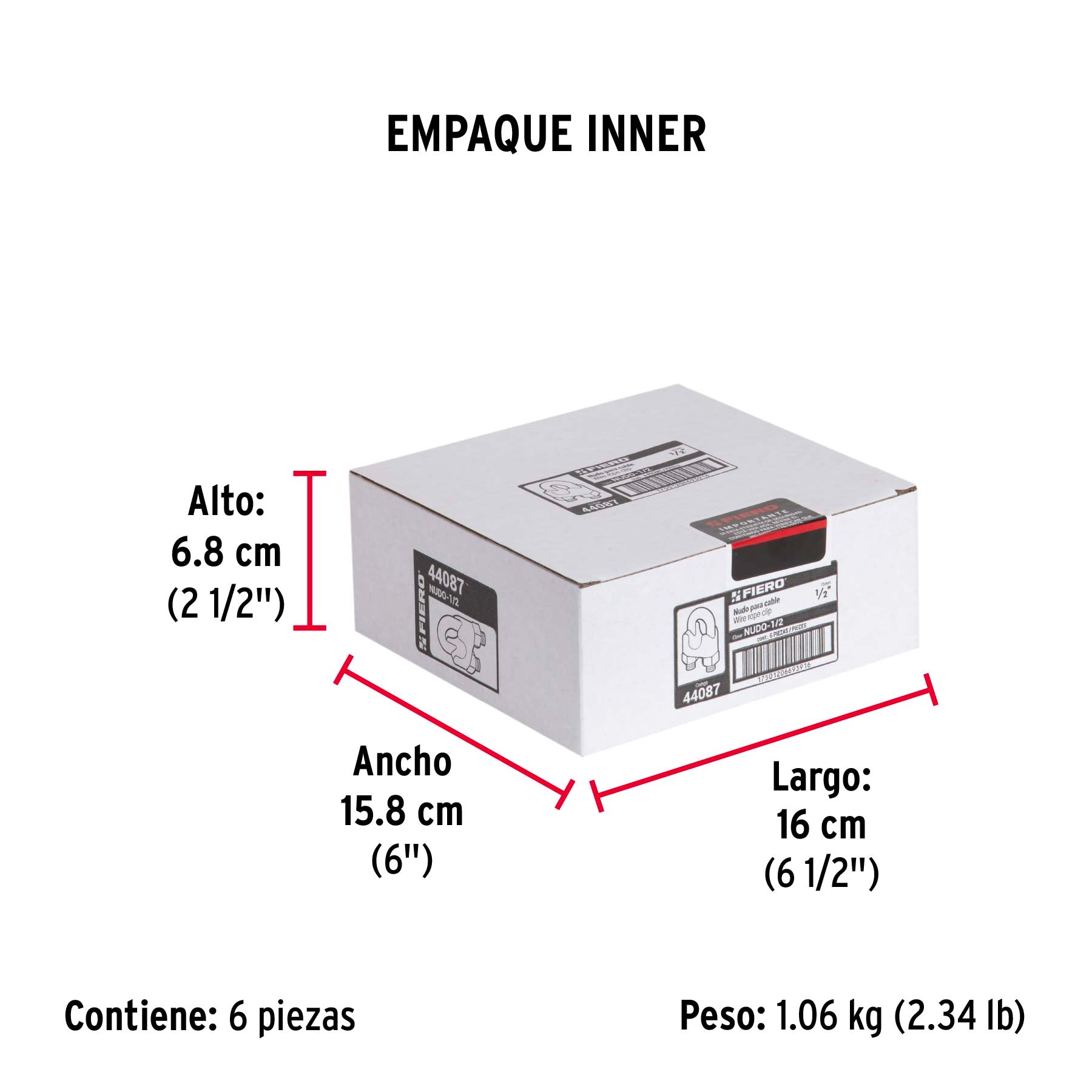 Nudo para cable de 1/2" tarjeta con 1 pza