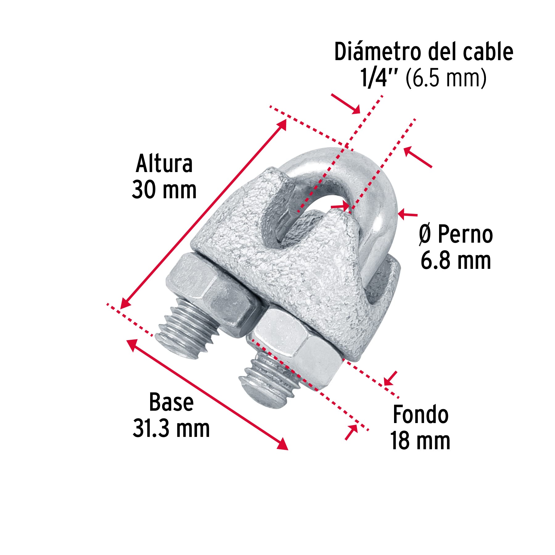 Nudo para cable de 1/4" tarjeta con 2 pzas