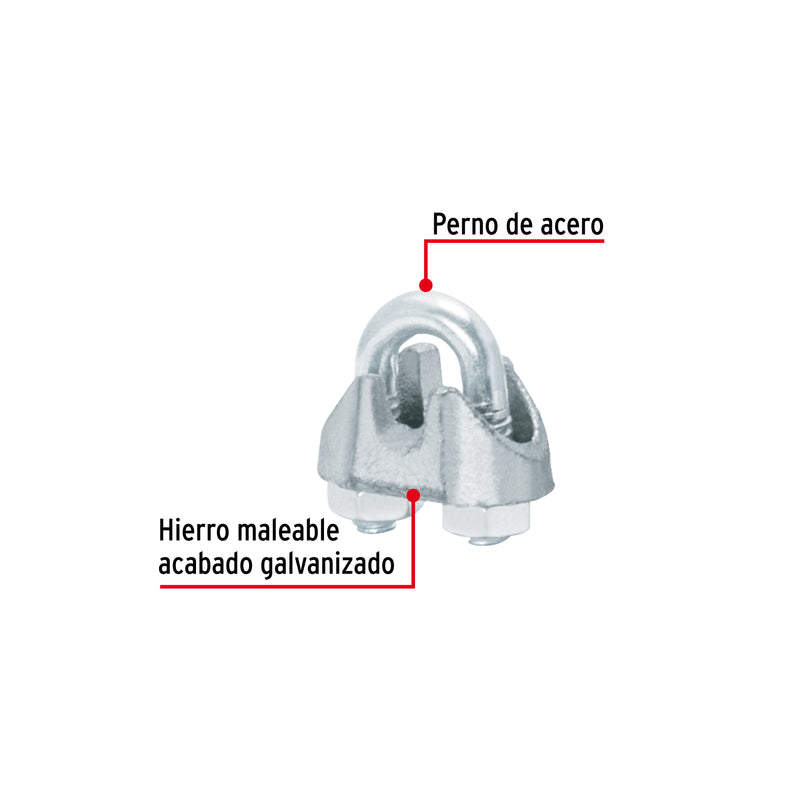 Bolsa con 100 nudos (perros) de hierro para cable de 1/8'