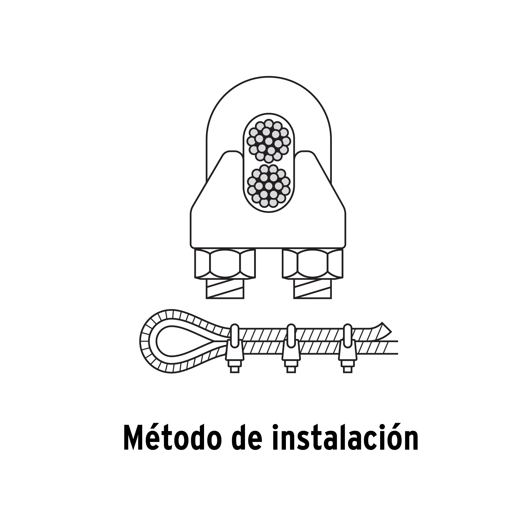Nudo para cable de 1/8" tarjeta con 2 pzas