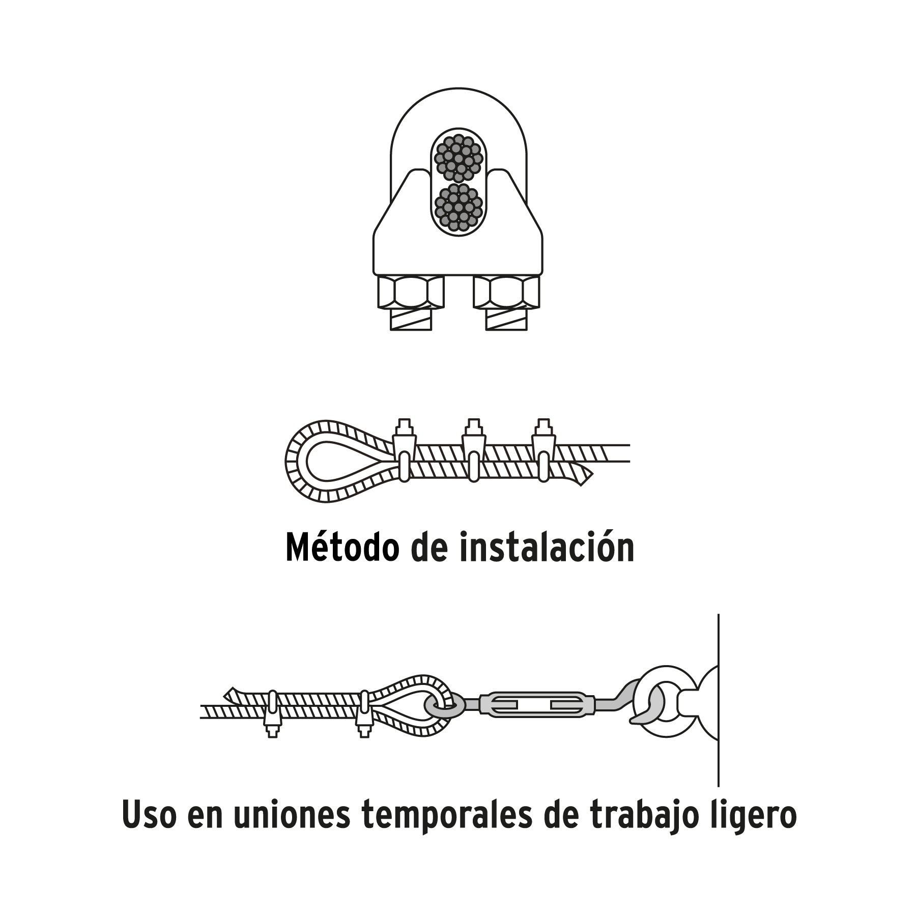 Nudo para cable de 1/8" tarjeta con 2 pzas