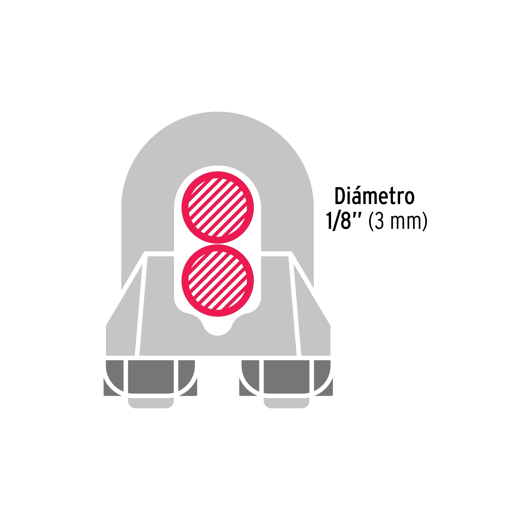Nudo para cable de 1/8" tarjeta con 2 pzas