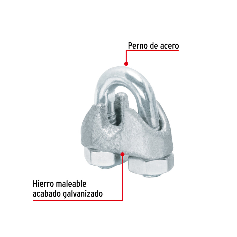 Nudo para cable de 3/16" tarjeta con 2 pzas