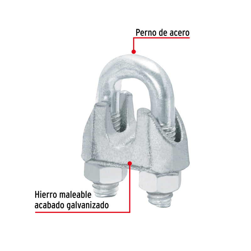 Nudo para cable de 3/8" tarjeta con 1 pza