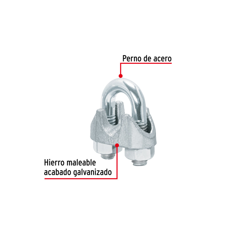 Bolsa con 25 nudos (perros) de hierro para cable de 5/16'