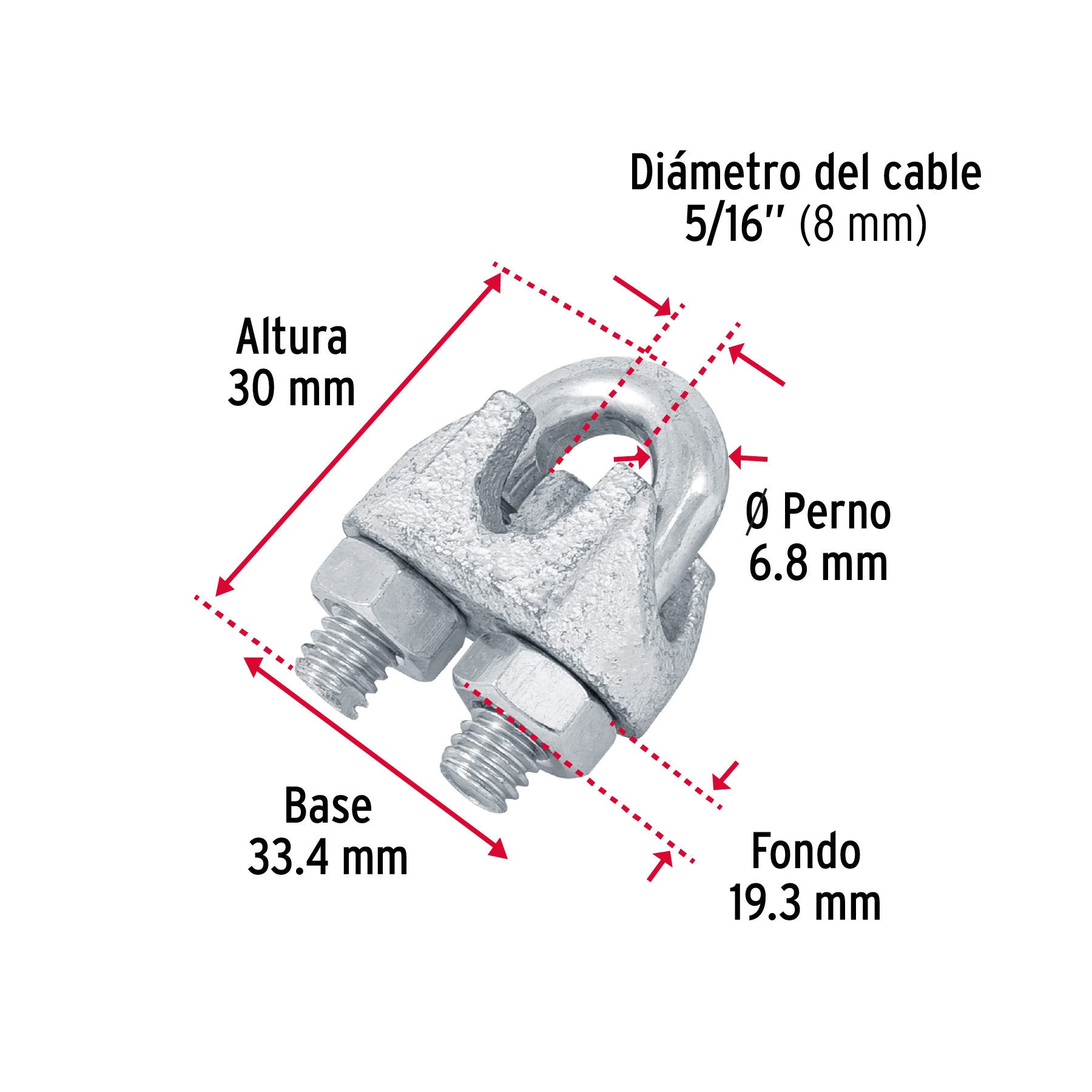 Nudo para cable de 5/16" tarjeta con 2 pzas