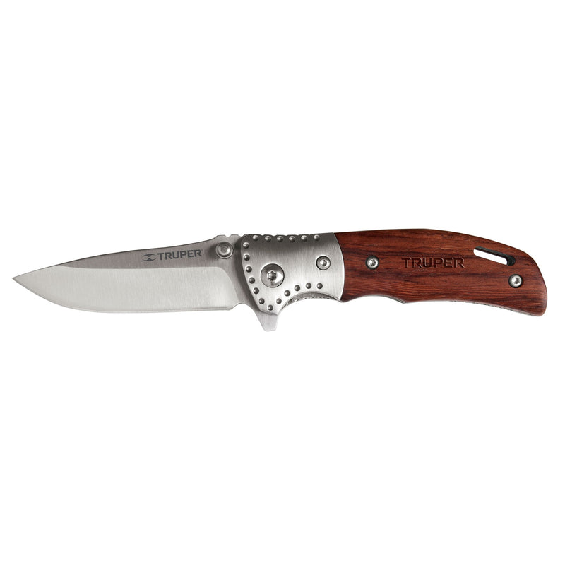 Navaja abatible con mango de madera 3"