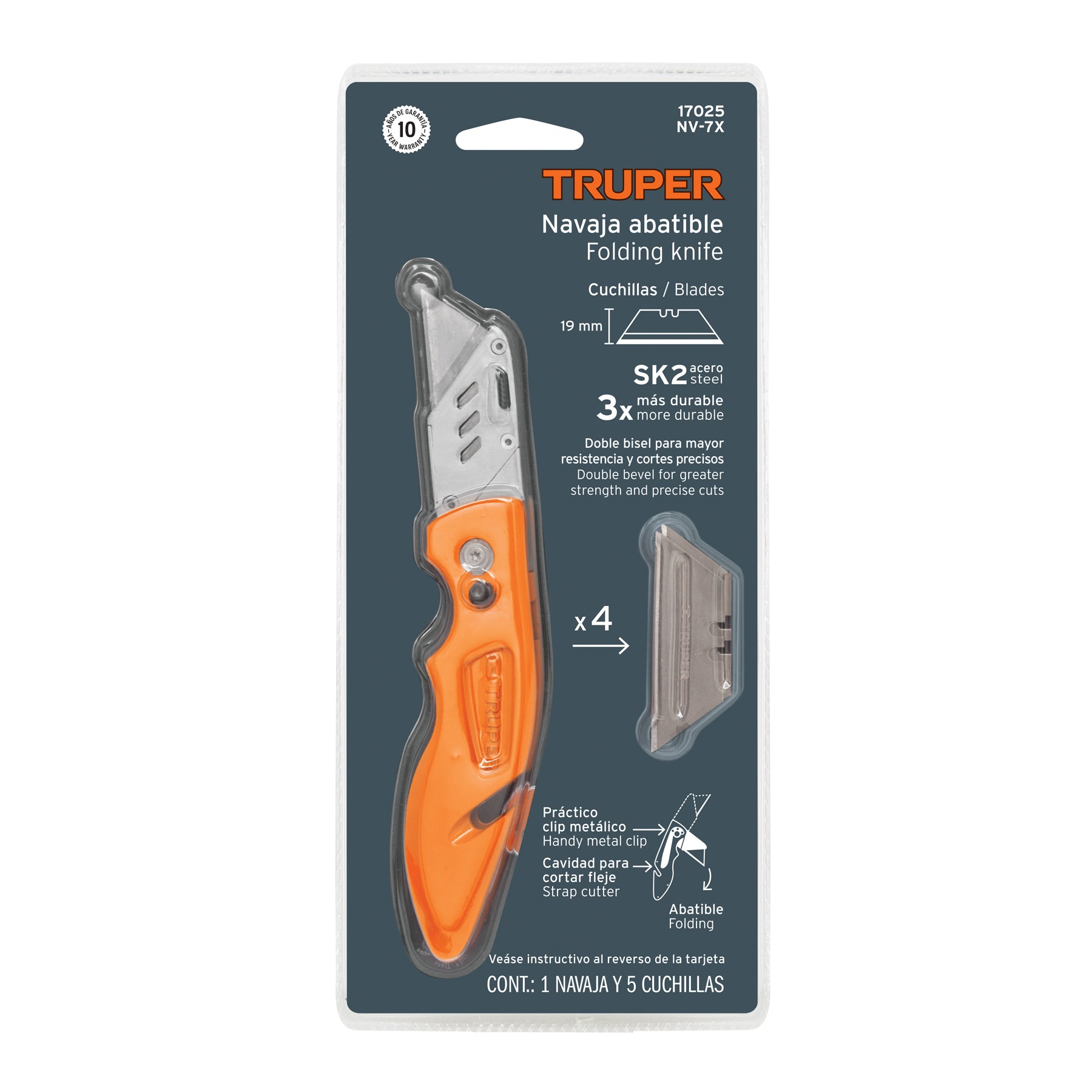 Navaja 7" abatible, cuerpo metálico