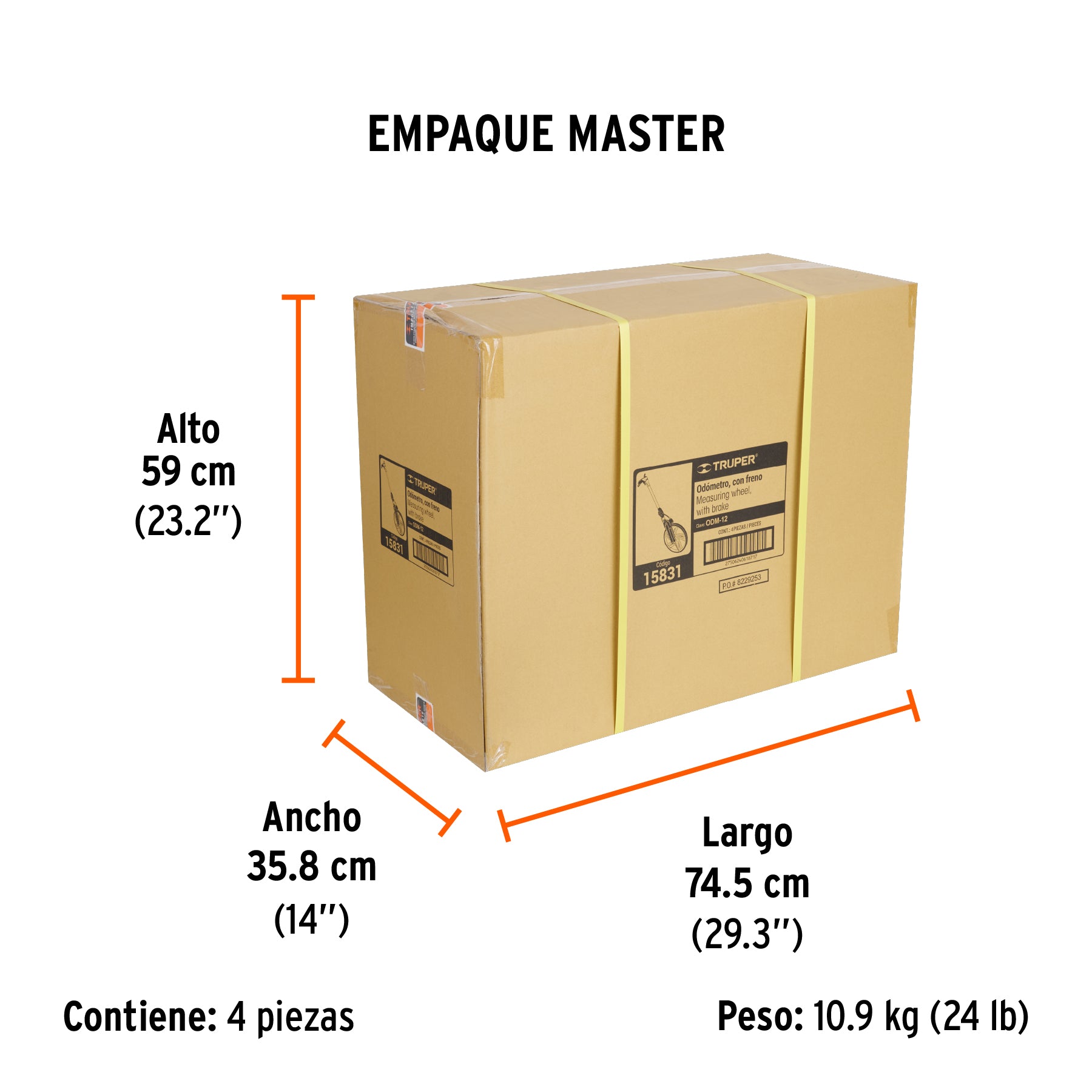 Odómetro con rueda de 12" y freno