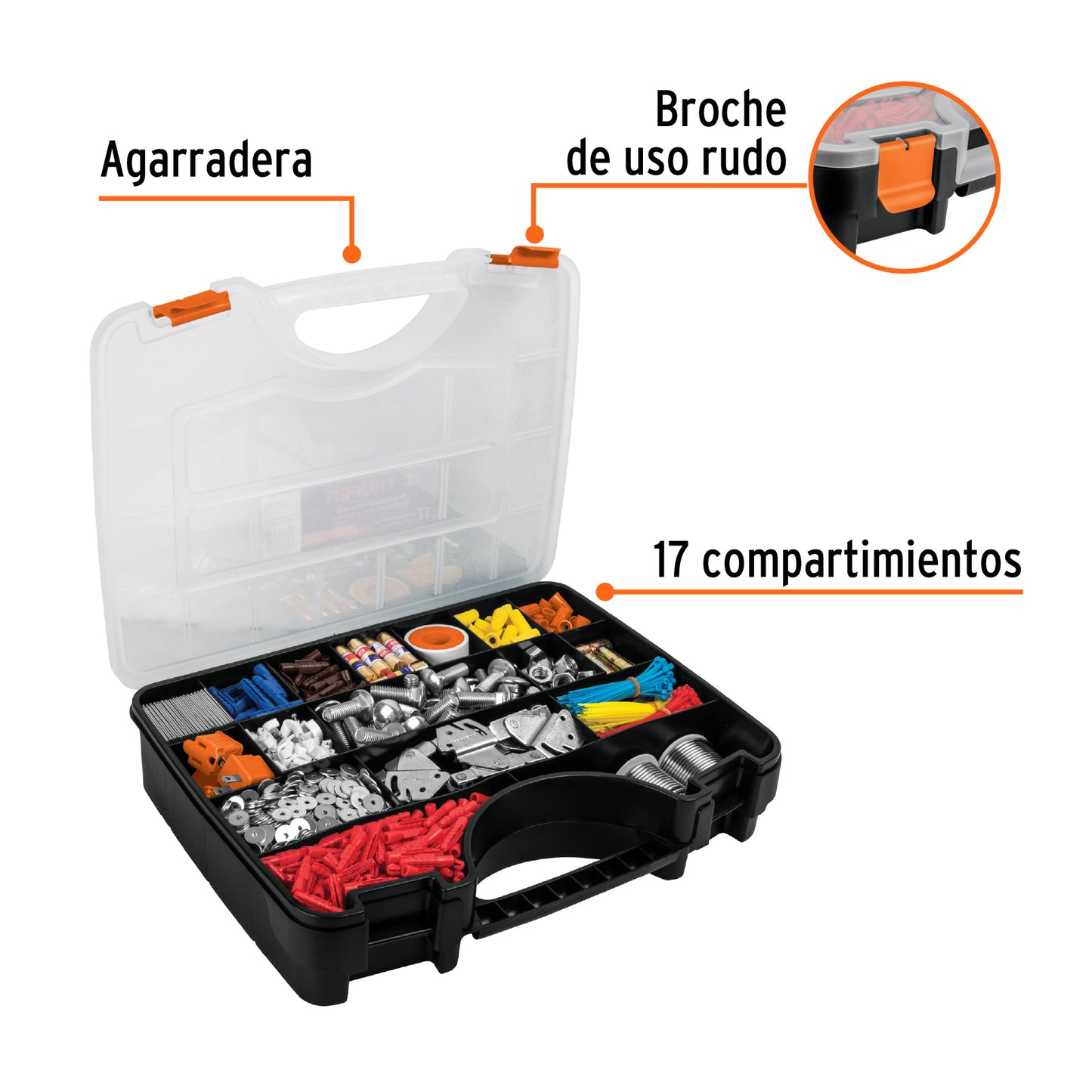 Organizador 17" reforzado con 17 compartimentos