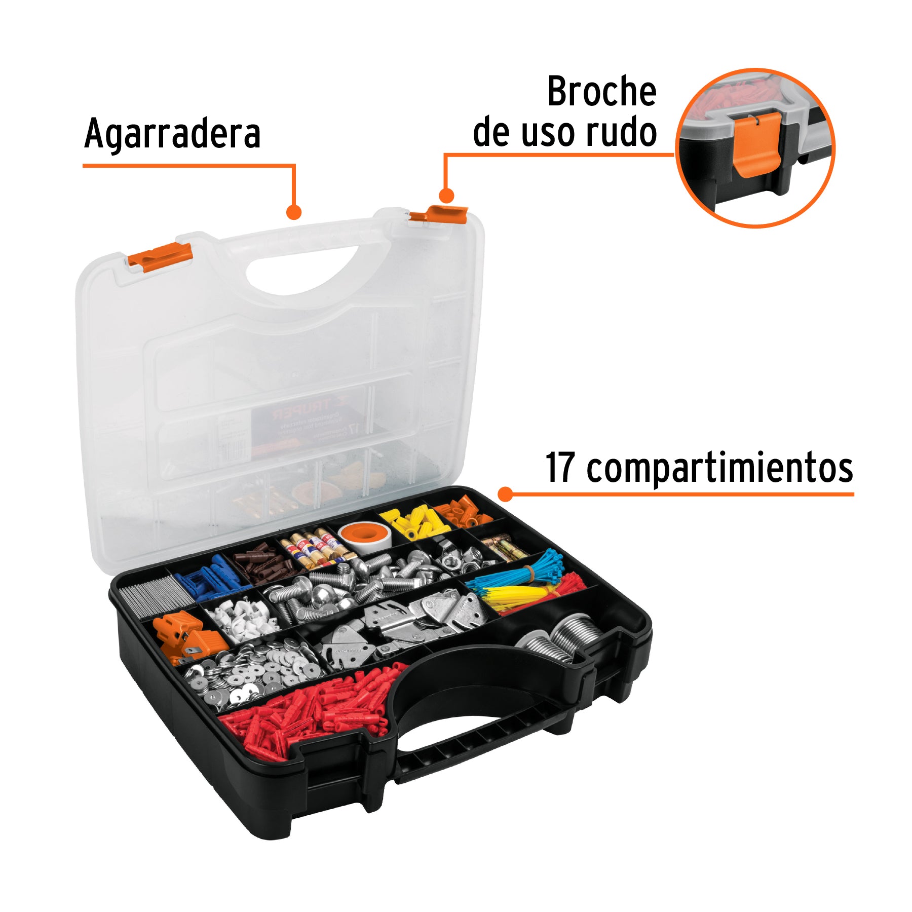 Organizador 17" reforzado con 17 compartimentos