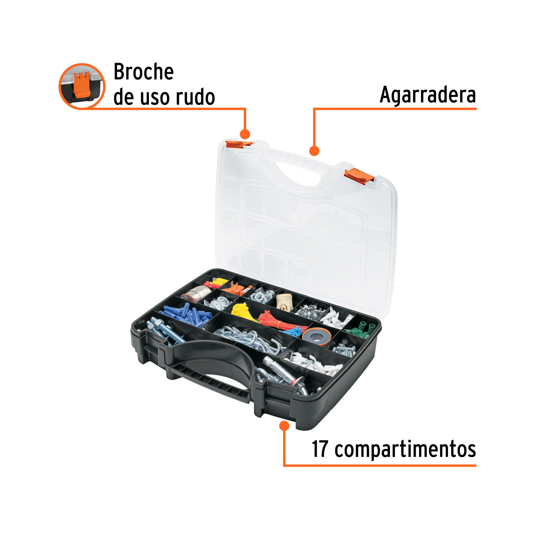 Organizador 17" reforzado con 17 compartimentos