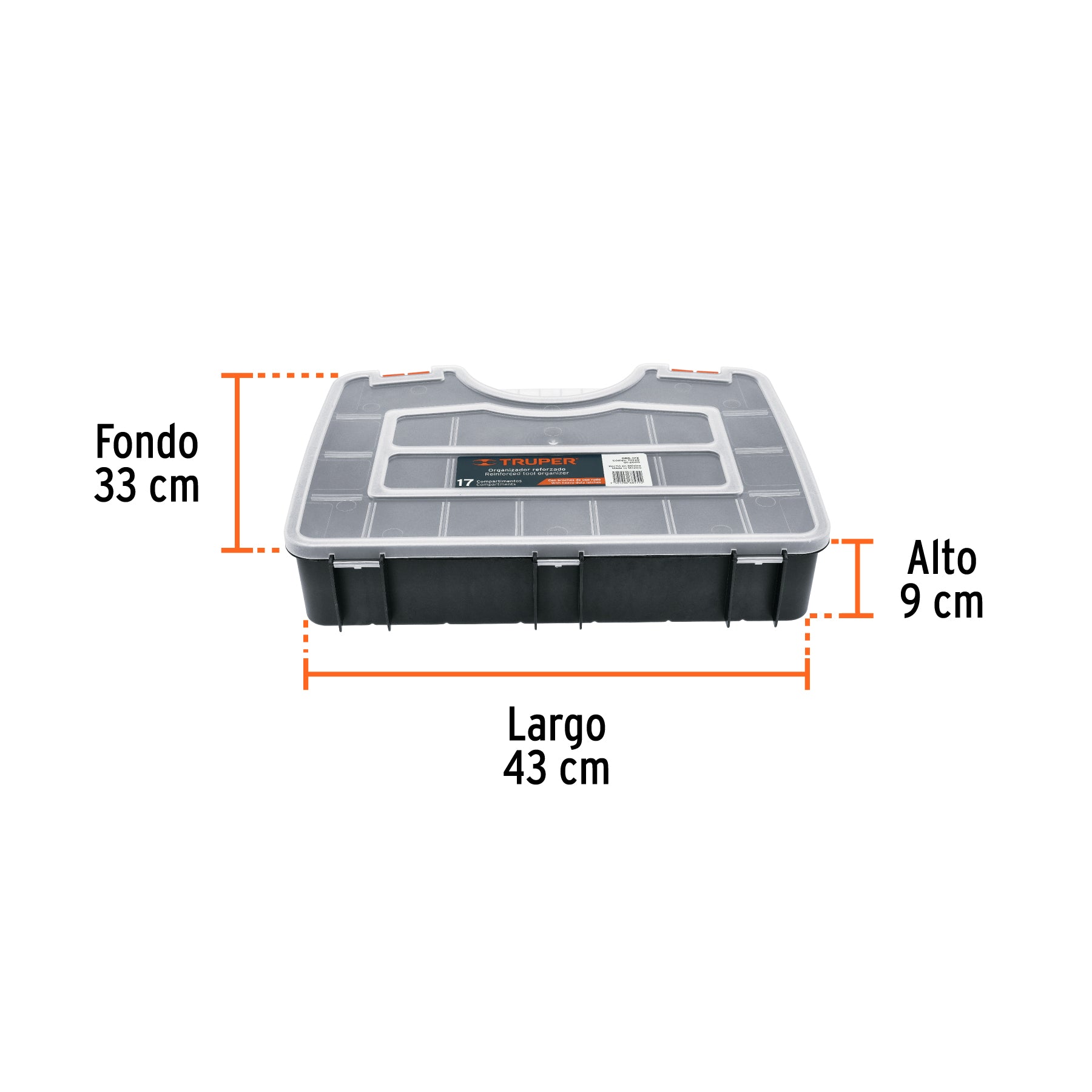 Organizador 17" reforzado con 17 compartimentos
