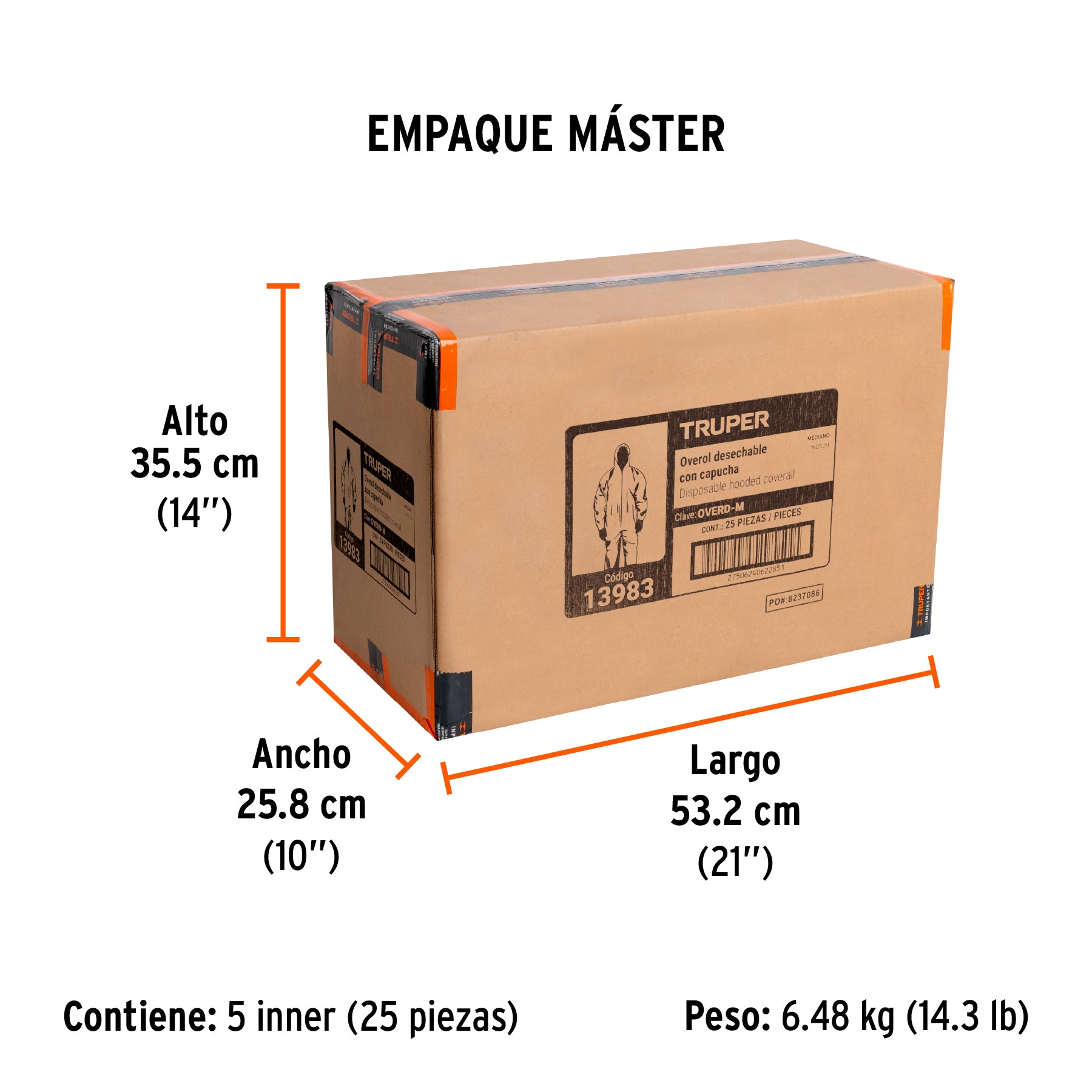 Overol desechable, talla mediana