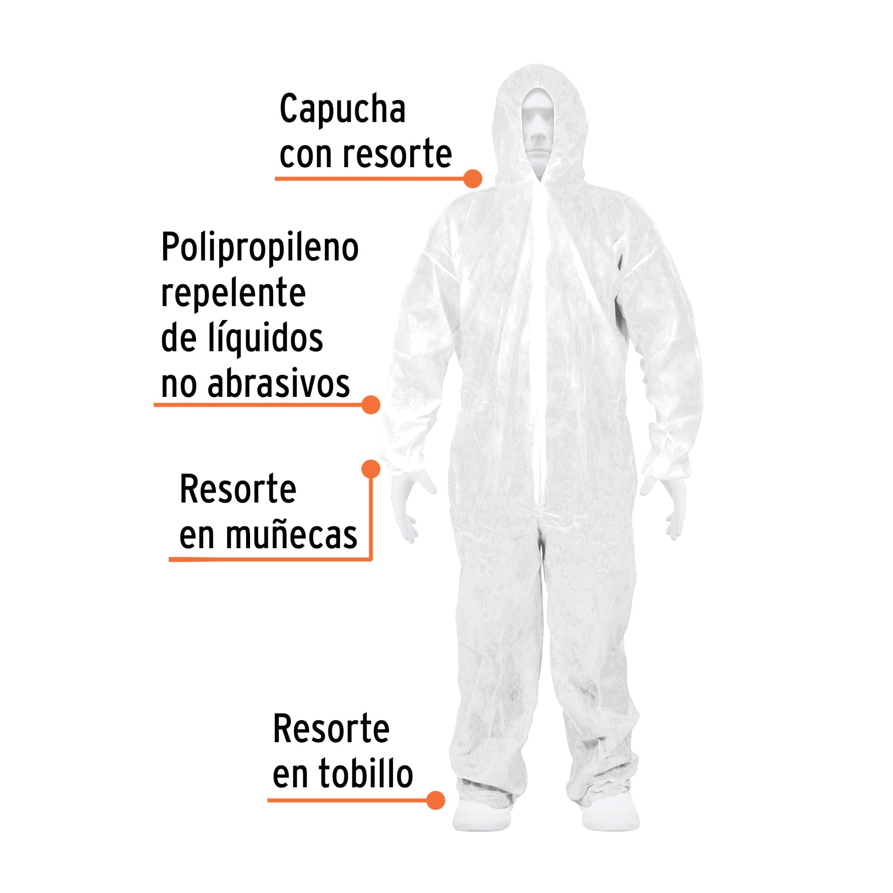 Overol desechable, talla extra-grande