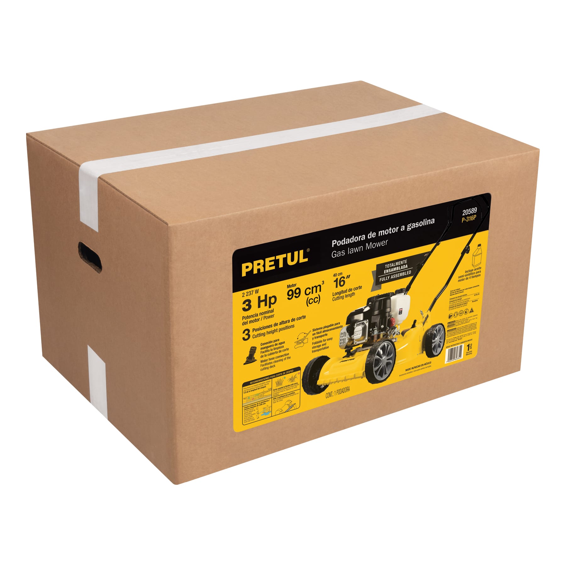 Podadora, motor gasolina, 3HP,16",Pretul
