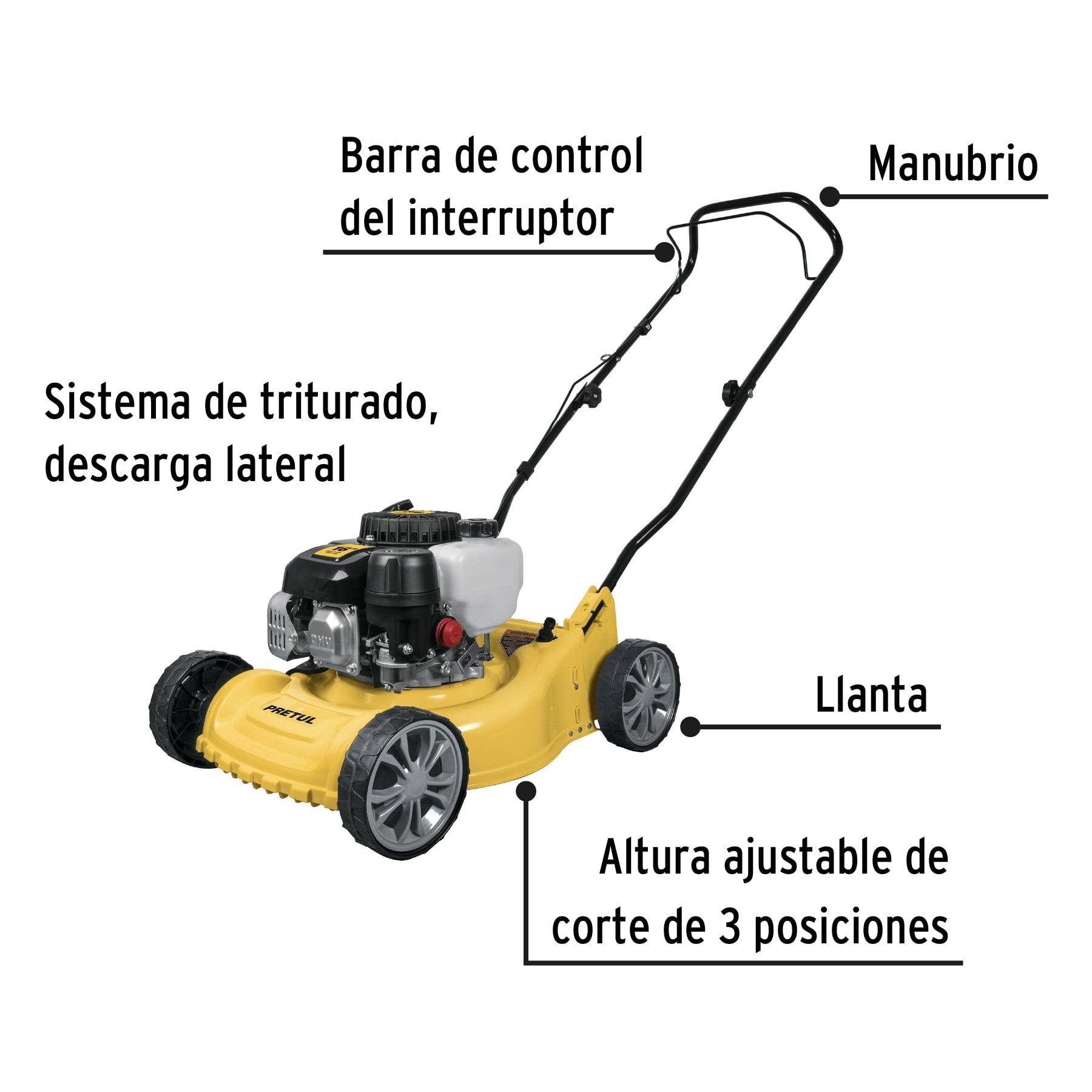 Podadora, motor gasolina, 3HP,16",Pretul