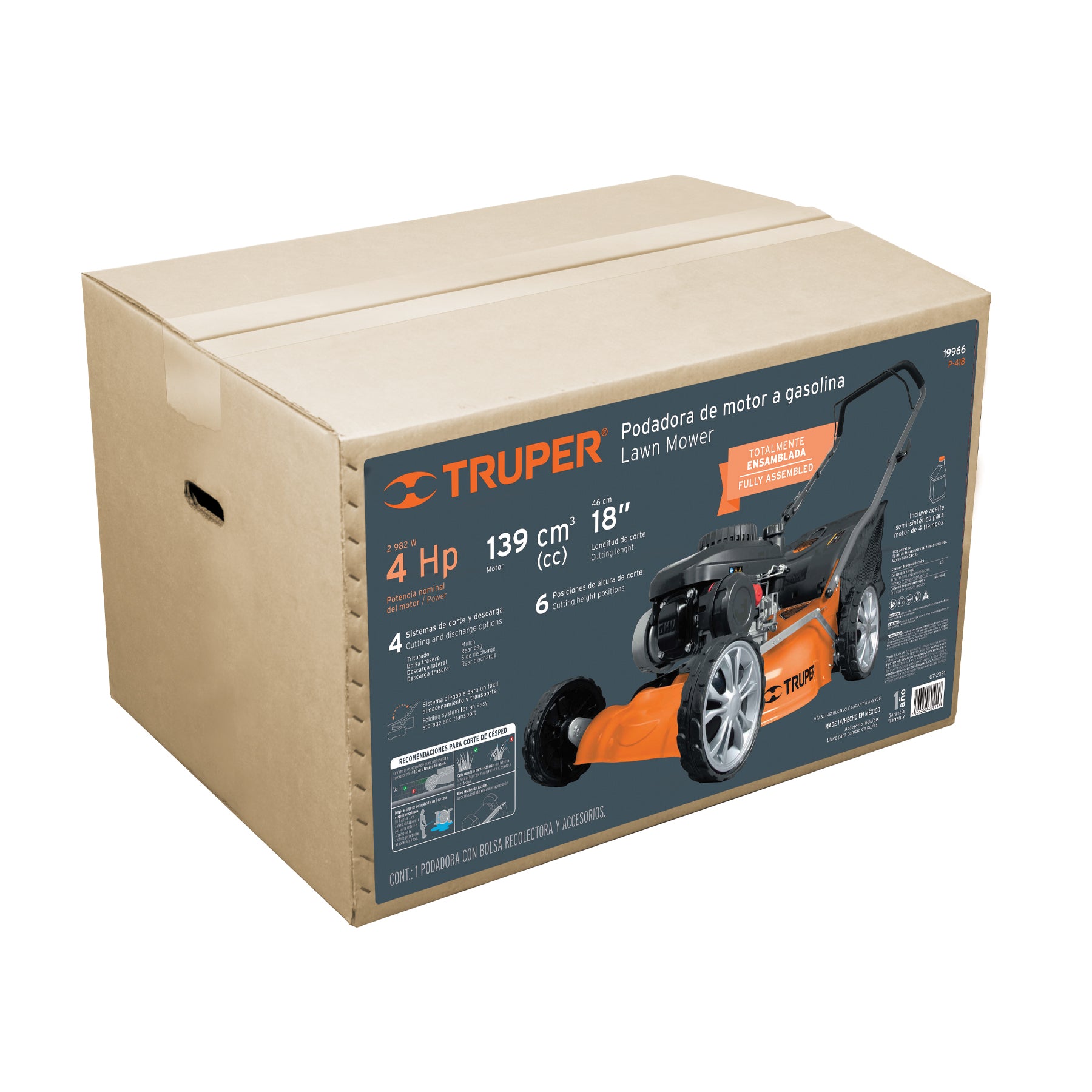 Podadoras con motor a gasolina, 4HP, de 18"