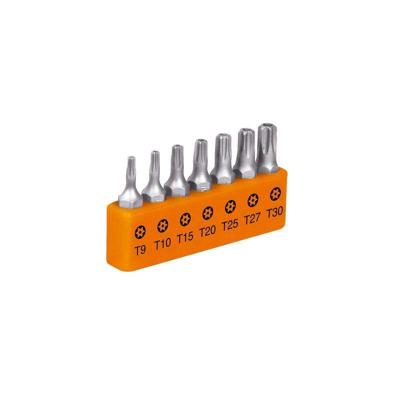 Juego de 7 puntas Torx, largo con seguro 1', en organizador